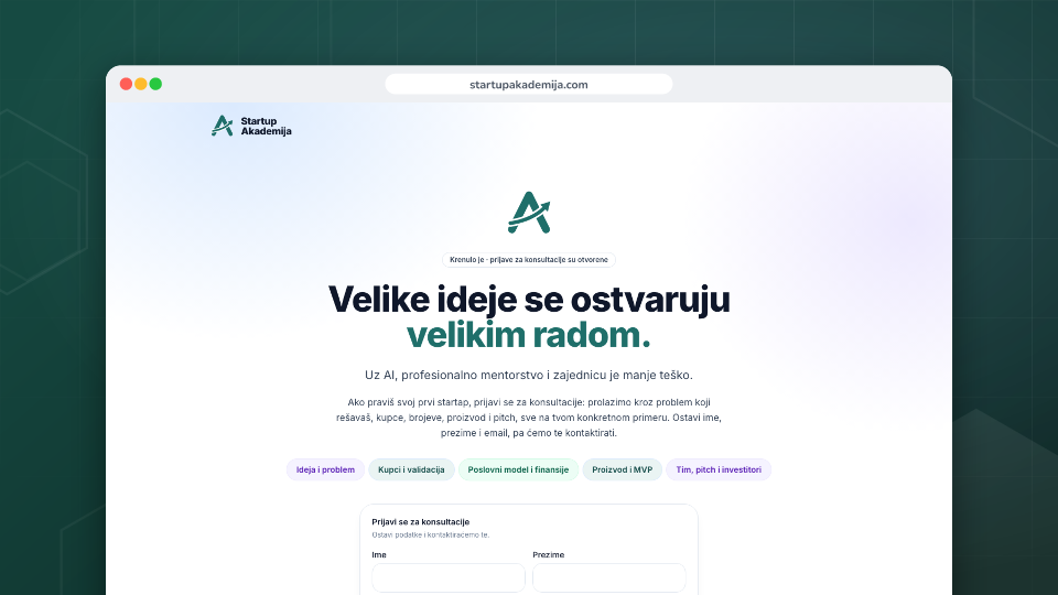 Startup Akademija: Learning to Build on Your Own Startup